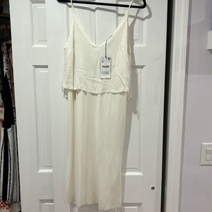 V neck dress white